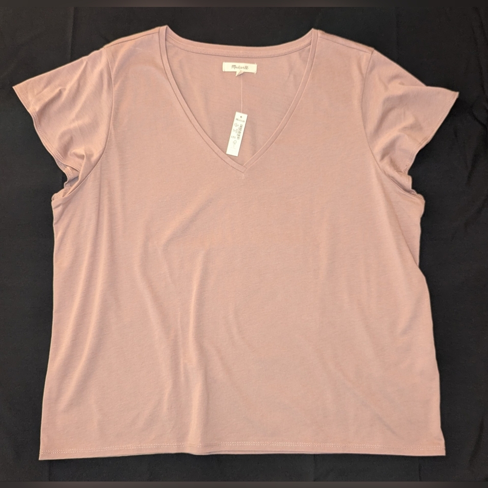 Madewell Crawford Flutter Sleeve Tee Size XXL Vintage Petal Pink/Mauve NWT - Picture 10 of 13